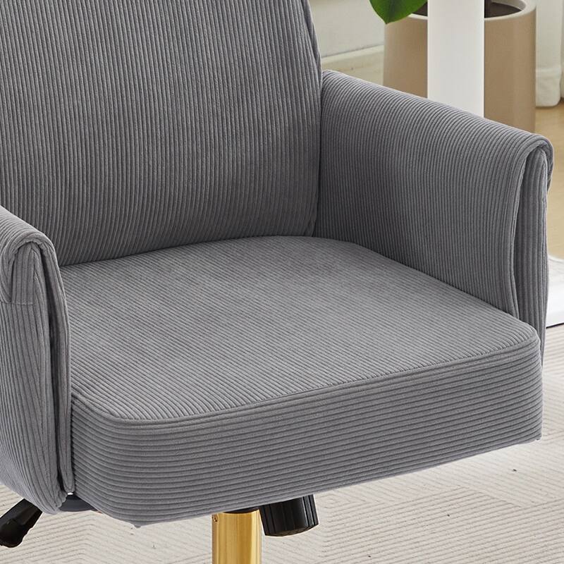 Corduroy Swivel Office Chair with Wheels, Ergonomic High Back Task Chair, Upholstered Accent Chair with Adjustable Height