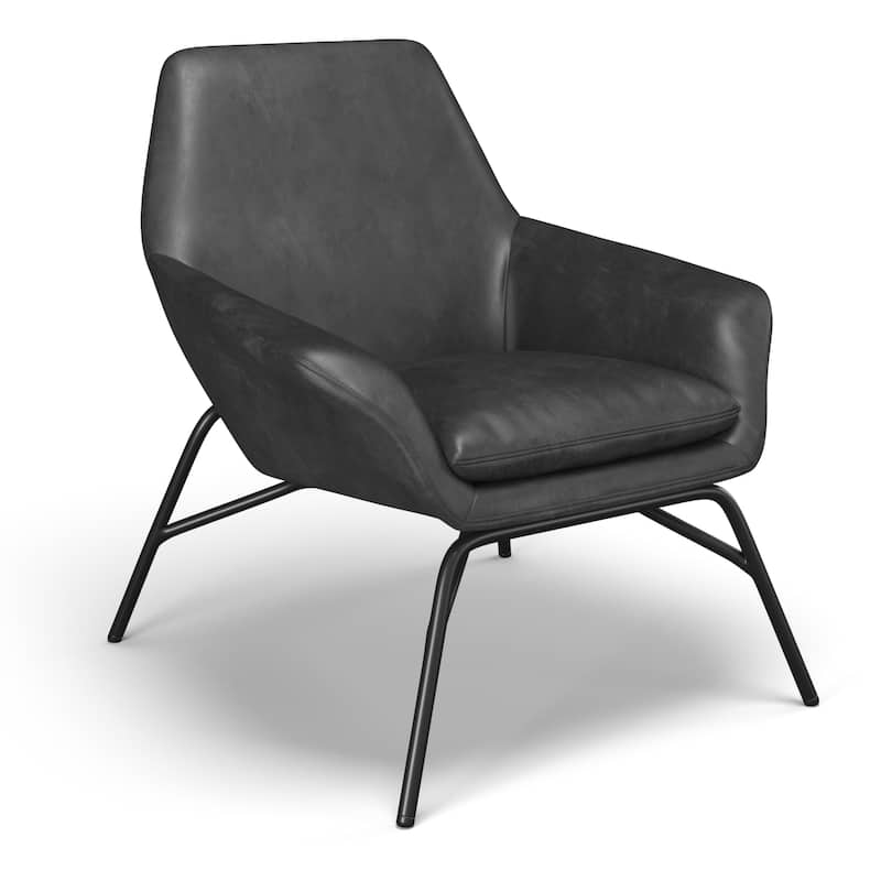 Elmira Vegan Leather Accent Chair - Black Vegan Leather
