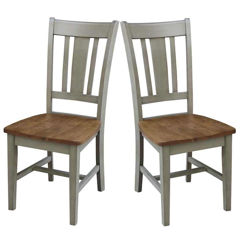 International Concepts Solid Wood San Remo Splatback Chairs - Set of 2 - Distressed Hickory/Stone