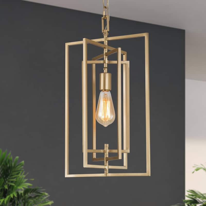 Modern Farmhouse Metal Kitchen Island Pendant 12-inch Gold Black Adjustable Lantern Light