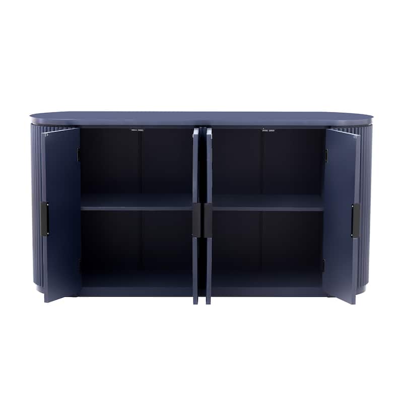 Vertical Striped Door Sideboard with Adjustable Shelves
