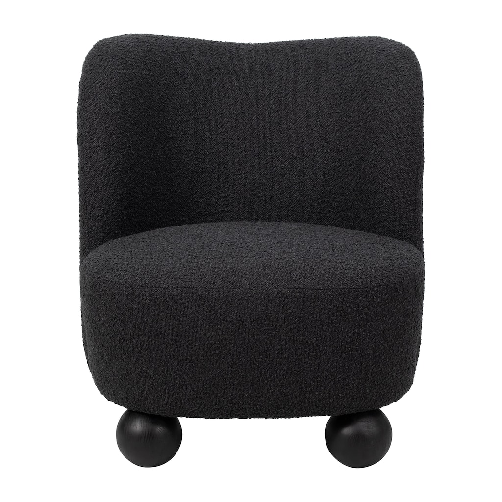 Sagebrook Home Ivory Ball-Foot Wood Accent Chair - Cozy Non-Woven Fabric