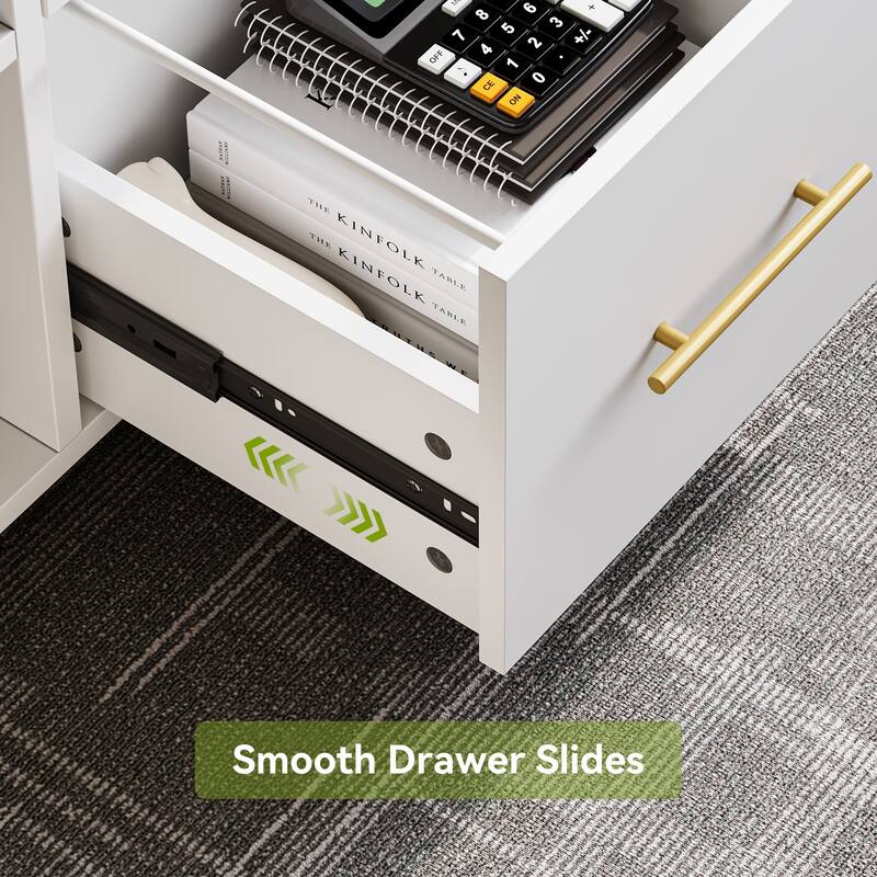 39.3'' Lateral Mobile File Cabinet, 2 -Drawer Storage Cabinet with Wheels