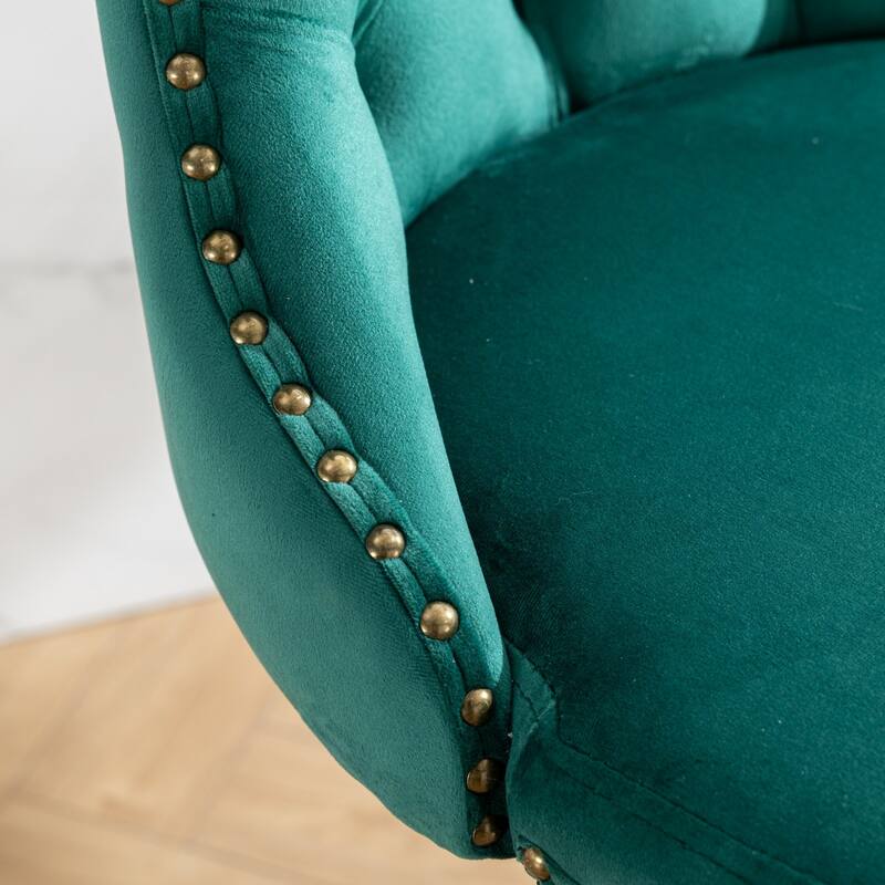 Swivel Velvet Barstools Adjusatble Seat Height from 25-33 Inch,17.7inch base,Upholstered Bar Stools with Tufted Backs