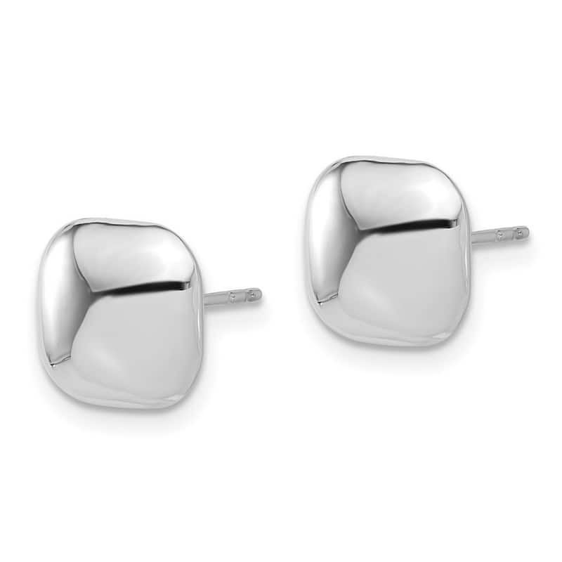 Curata 14k White Gold Polished 10mm Puffed Square Post Earrings - 10.1x10.1mm