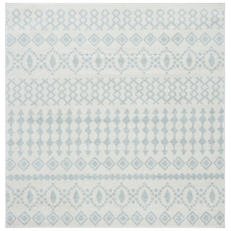 SAFAVIEH Tulum Cordie Boho Moroccan Distressed Rug - 6'7" Square - Ivory/Light Grey