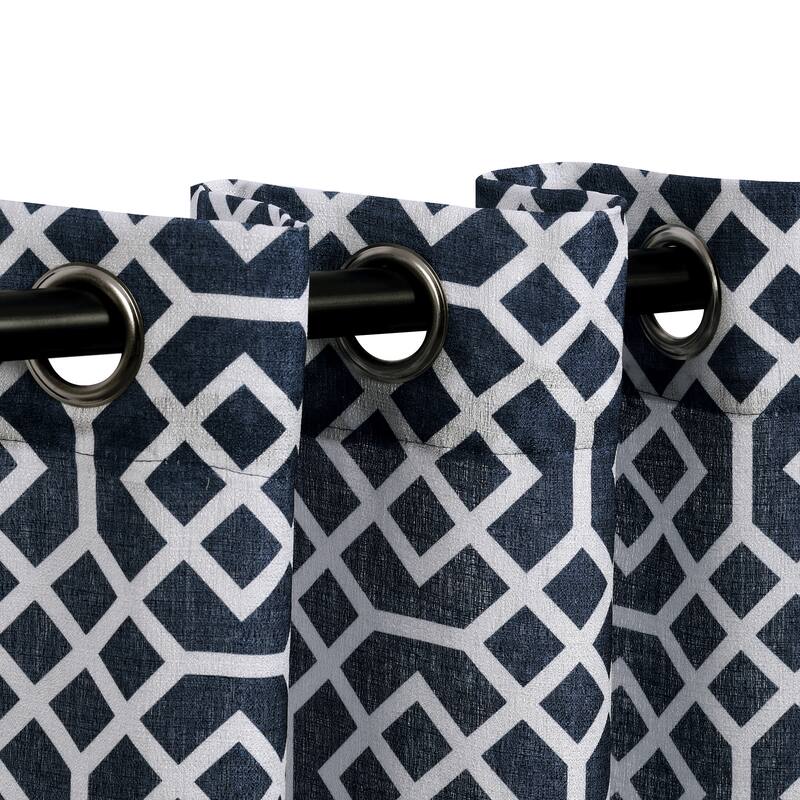 Superior Printed Honey Comb Sheer Grommet Curtain Panel Pair