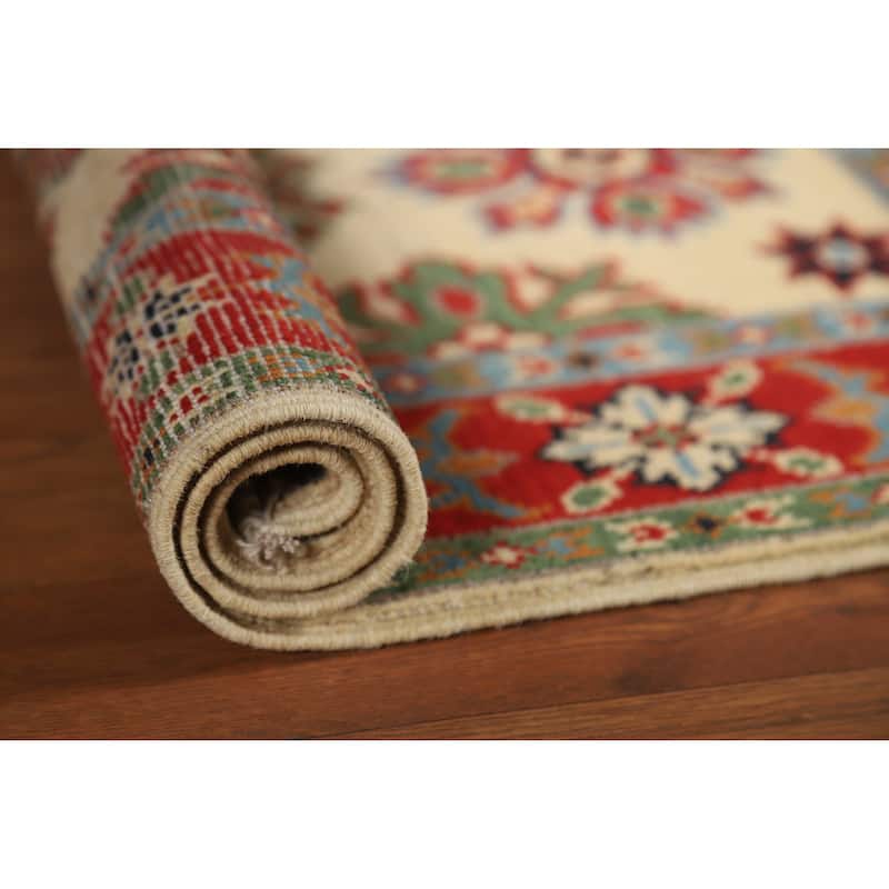 Traditional Kazak Oriental Foyer Rug Handmade Bedroom Wool Carpet - 2'0"x 3'0" - 2'0"x 3'0" - Ivory/Beige