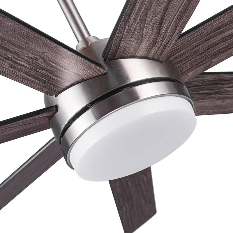 Integrated LED Brushed Nickel Plywood Ceiling Fan w/Remote Control