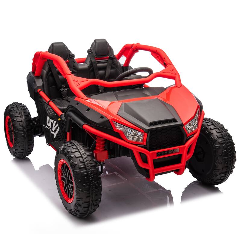 24V Two-seater Kids Ride w/Parents Control,20in seat width,400W Super high power,Horn,Rear storage space,For Kids aged 3+