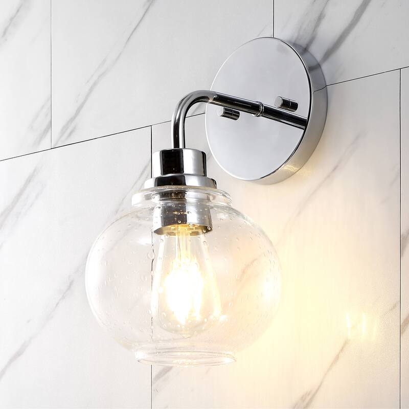 Staunton Iron/Seeded Glass Cottage Rustic LED Vanity Light, by JONATHAN Y