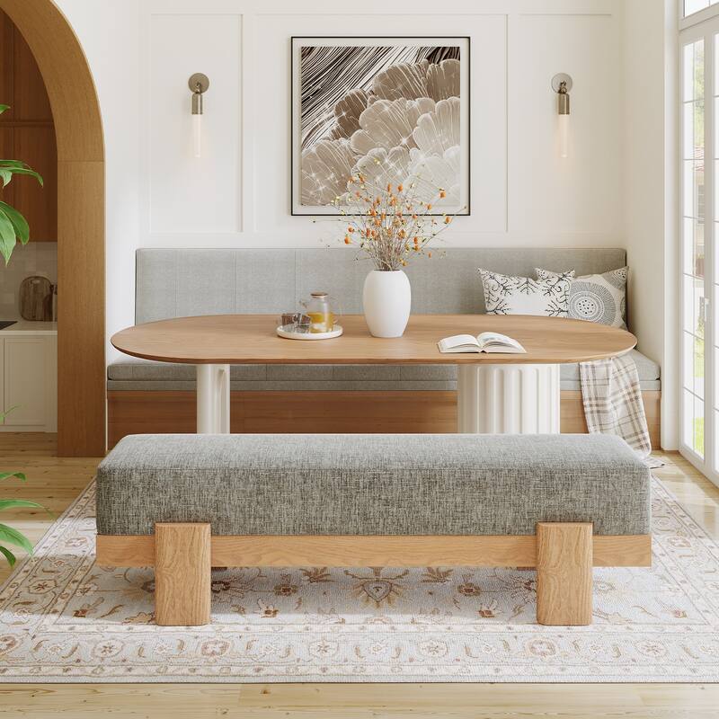 Upholstered Dining Bench, Padded Seat Kitchen Bench, Accent Seat Living/Dining Room Stool