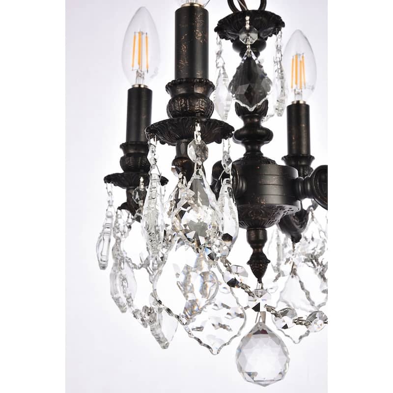 Somette Crystal 4-light Dark Bronze Finish Chandelier