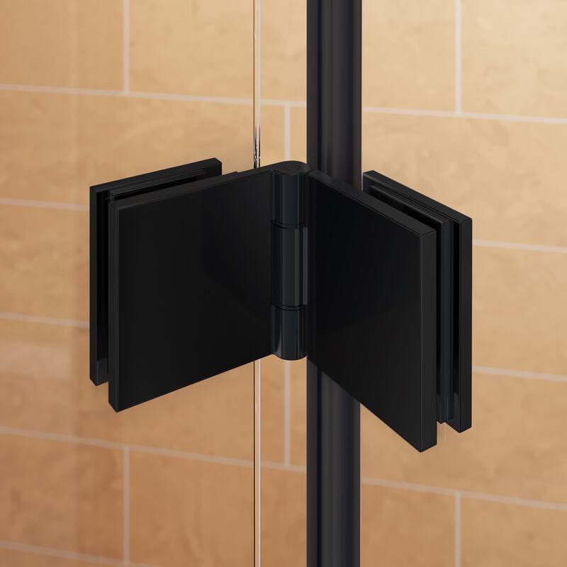 Elegant Bi-Fold Frameless Pivot Swing Shower Door Enclosure with Clear Glass Panel and Hardware Kit Reversible Installation
