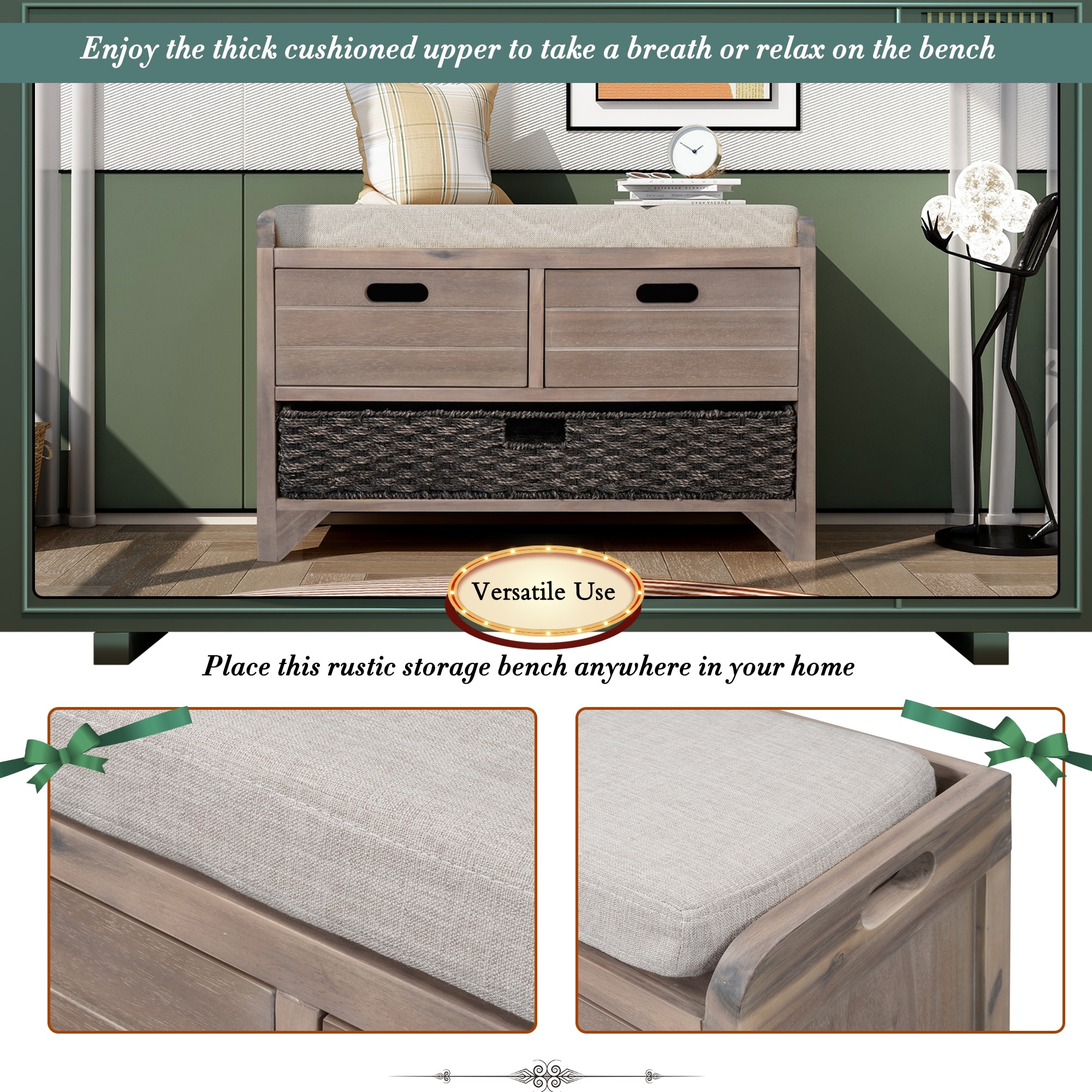 Fully assembled store shoe storage bench