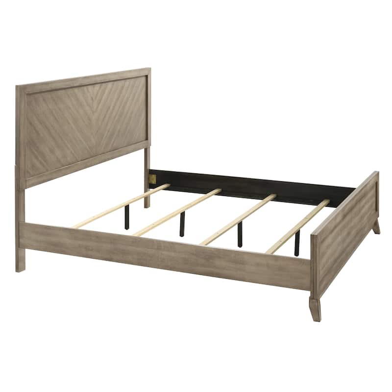 Roundhill Furniture Arena Contemporary Wood Bedroom Set: Panel Bed, Dresser, Mirror, 2 Nightstands, Chest in Antique Gray