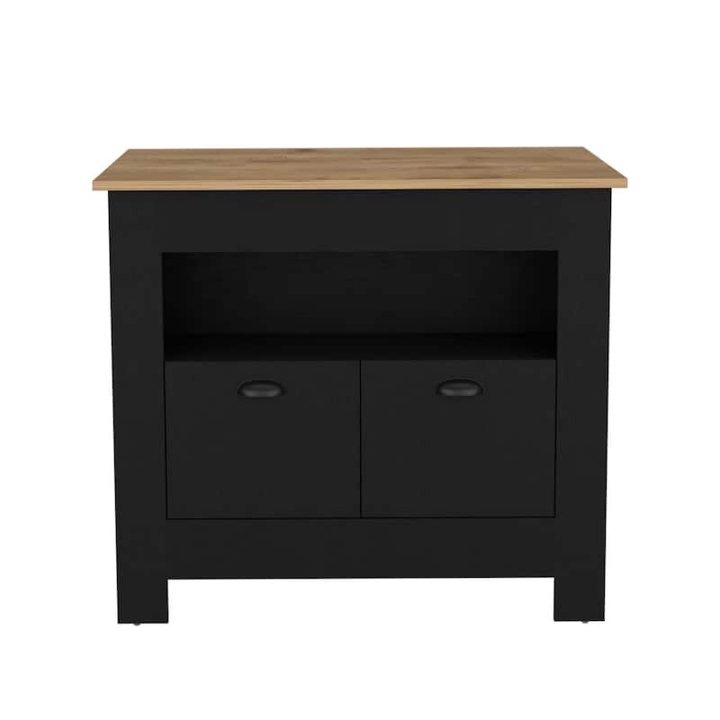 Kitchen Island Two Door Cabinet and Shelf for Dining Room.
