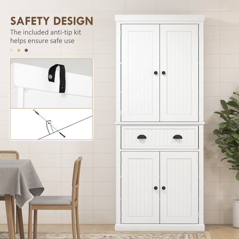 Tall Storage Cabinet Freestanding Cupboard with Adjustable Shelves