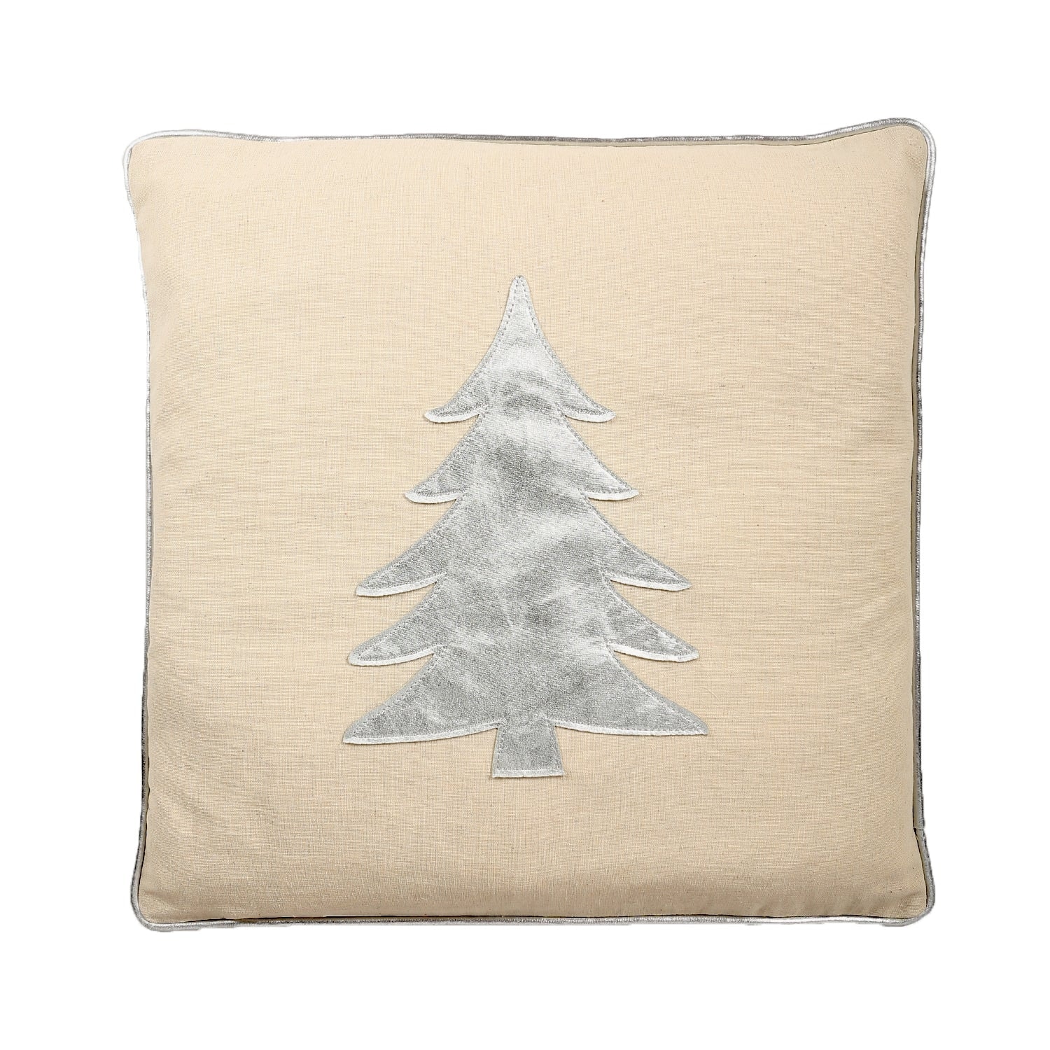 Silver Applique Christmas Tree With Polyester Insert Pillow