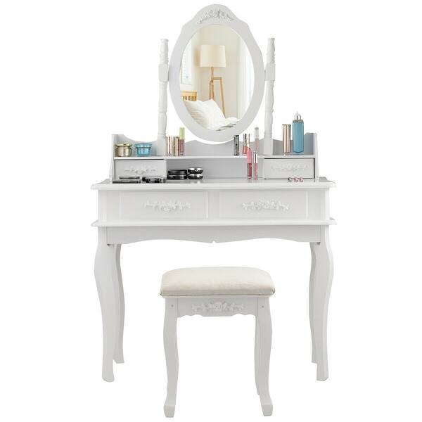 Shop Costway White Vanity Makeup Dressing Table Jewelry Storage