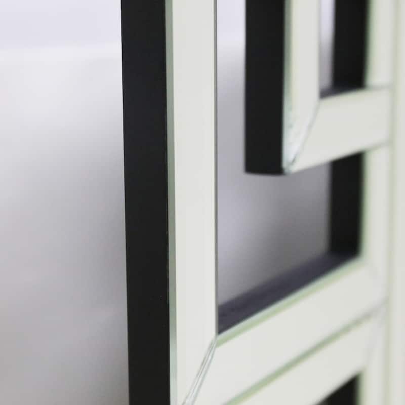Silver Wall-mount Art Mirror w/Geometric Frame for Hallway Room Decor