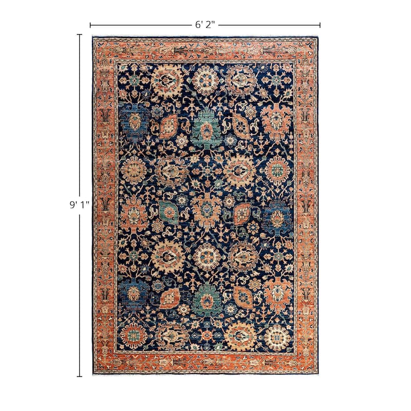 Serapi One-of-a-Kind Hand-Knotted Area Rug - Blue, 6' 2" x 9' 1" - 6' 2" x 9' 1"