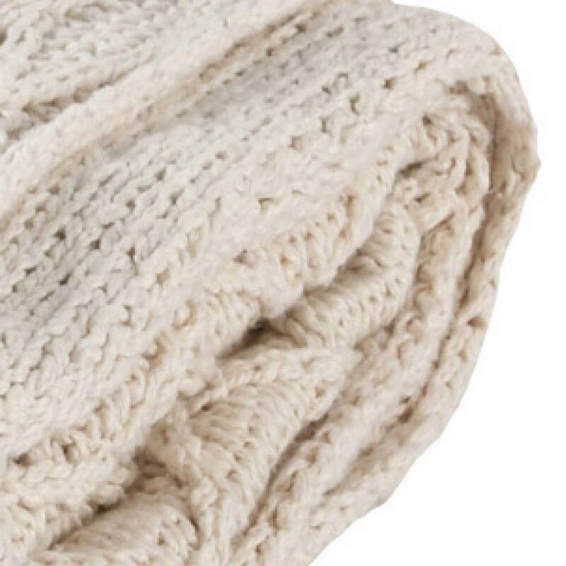 Lyla 50 Inch Cotton Throw Blanket, Hand Knitted Diamond Pattern, White