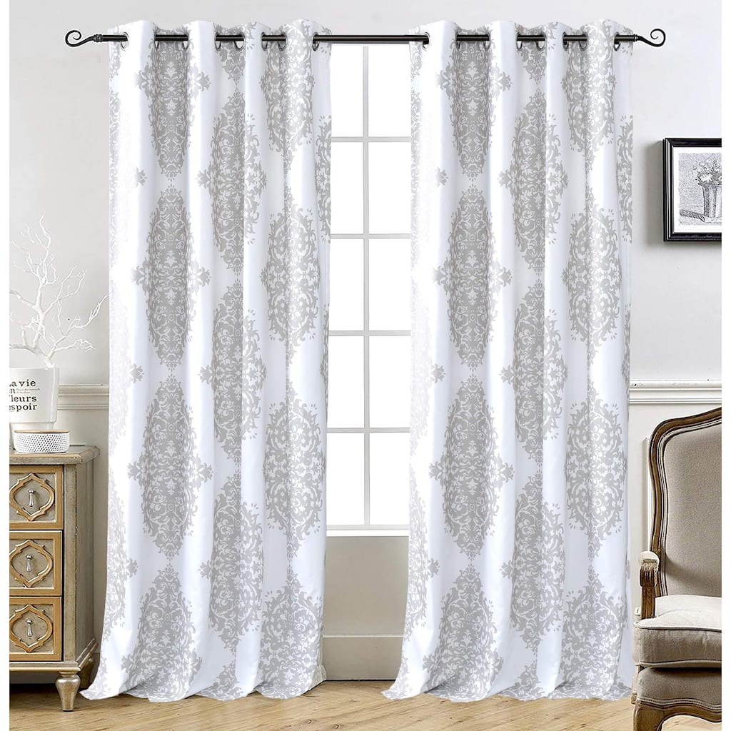 DriftAway Asher Medallion European Floral Blackout Lined Curtain 2 Panels