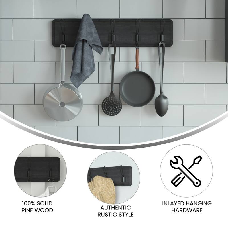 Wall Mounted Storage Rack with Upper Shelf and Storage Hooks