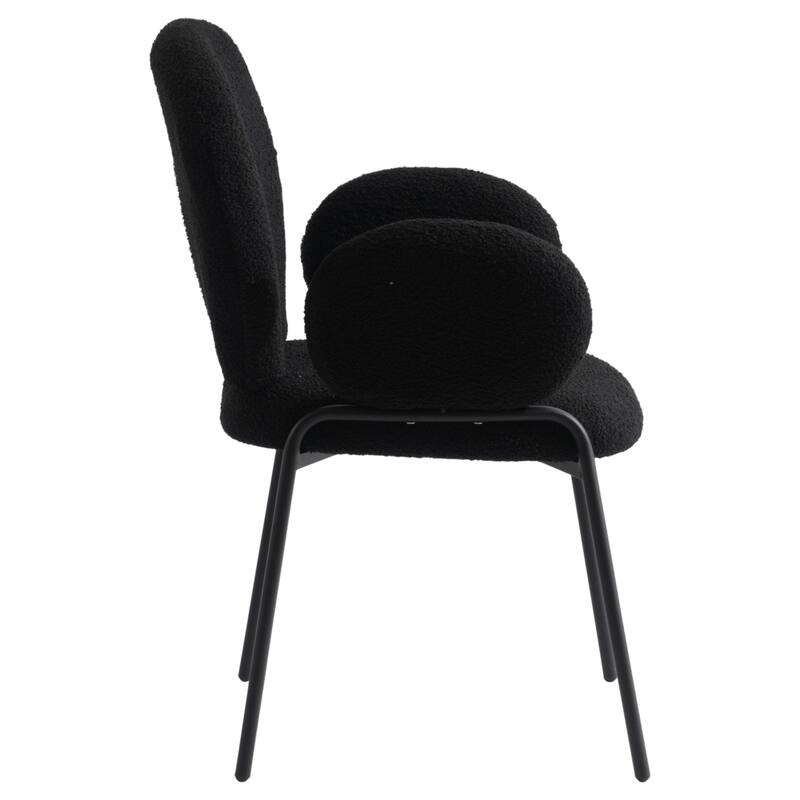 Celestial Boucle Upholstered Iron Dining Chairs by LeisureMod