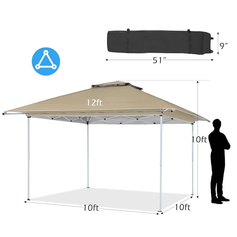 AVAWING 12x12 ft Khaki Pop-up Canopy Tent Easy Setup Party Tent