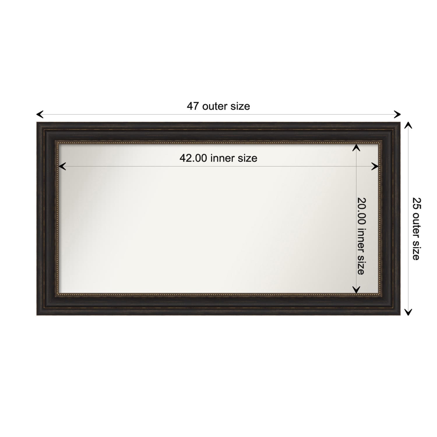 Accent Bronze Framed Non-Beveled Custom Wall Mirror, Bathroom Vanity Mirror