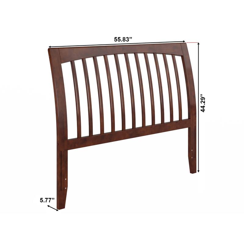 Solid Wood Slat Headboard - Sleigh Design Bed Frame - Walnut Finish - Full, Queen, King Sizes