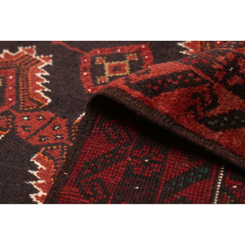 ECARPETGALLERY Hand-knotted Baluch Black, Dark Red Wool Rug - 2'11 x 5'9