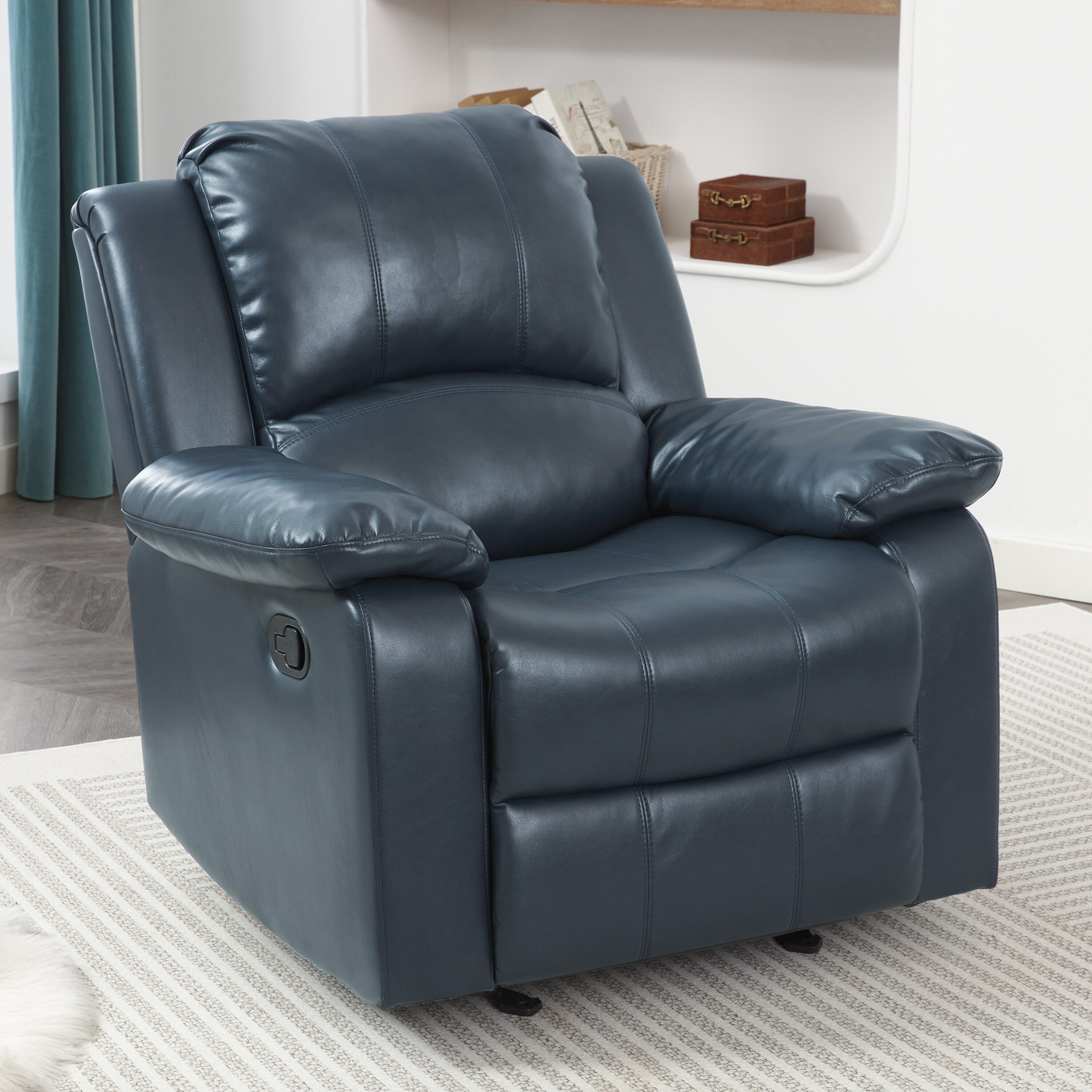 Coast Upholstered Leather Power Recliner Office Chair Dual Motor / Black