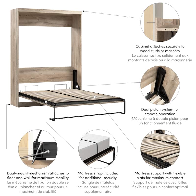 Pur 65W Queen Murphy Bed for Multipurpose Room by Bestar