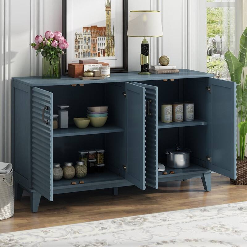 60''W Sideboard with 4 Door Large Storage Buffet - N/A