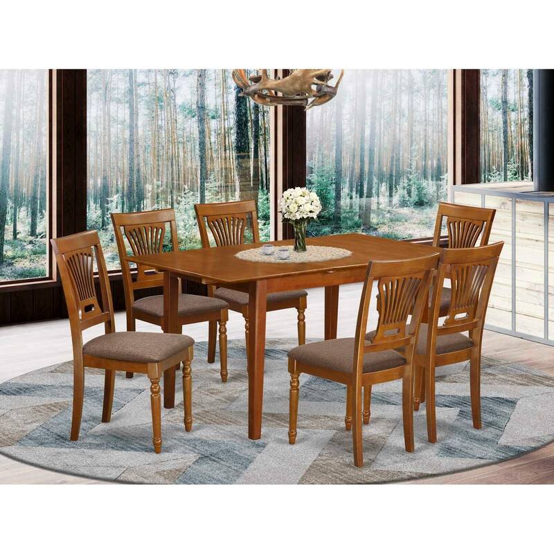 Modern Kitchen Table Set - 5 Piece Dining Set, Rectangular Table & 4 Chairs, Small Space Friendly, Saddle Brown Finish