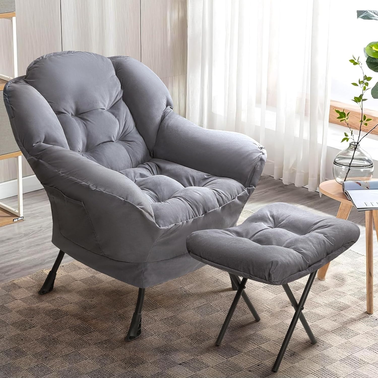 Sofa Comfortable Chairs For Small Rooms BOSSIN Fabric Lazy Chair