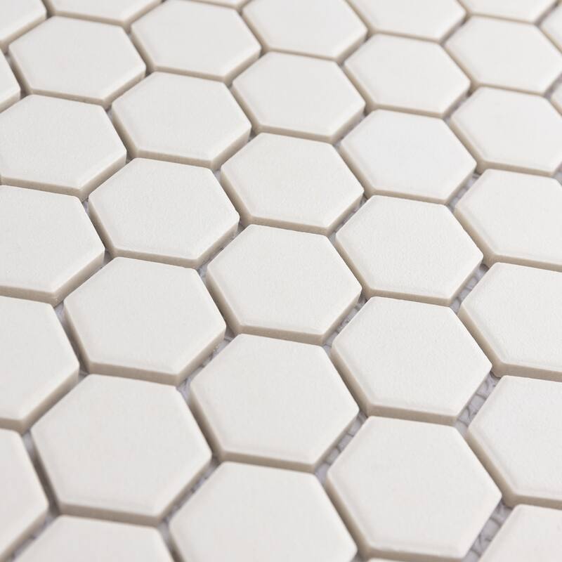 Merola Tile Gotham 1" Hex White 10-1/4" x 11-7/8" Porcelain Floor and Wall Tile