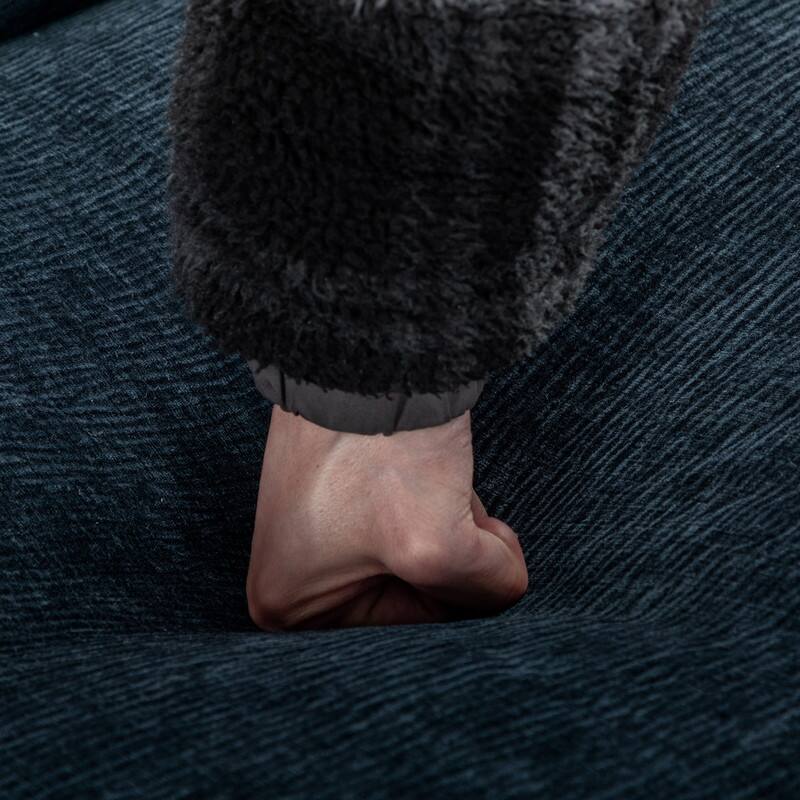 112.6 "Chenille Upholstered Sofa, Two Removable Ottomans, Two USB Ports