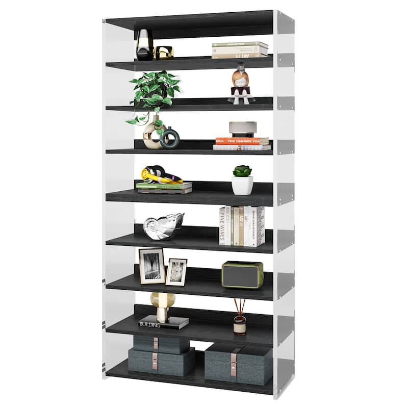 Bookshelf with Wood Shelves, Modern Bookcase, Display Storage Rack for Living Room, Bedroom, Home Office