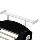 preview thumbnail 12 of 11, Black Full Size Wood Race Car-Shaped Platform Bed with Wheels