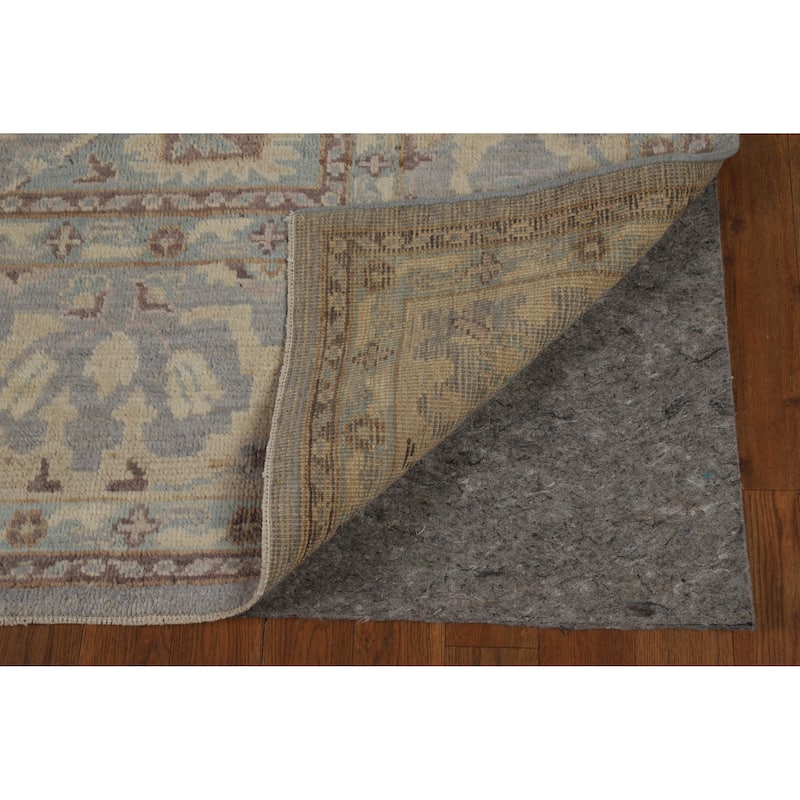 Hand Knotted Oriental 100% Wool Carpet Transitional Floral Navy Blue & Blues Oushak Area Rug - 9' 5'' X 8' 3''