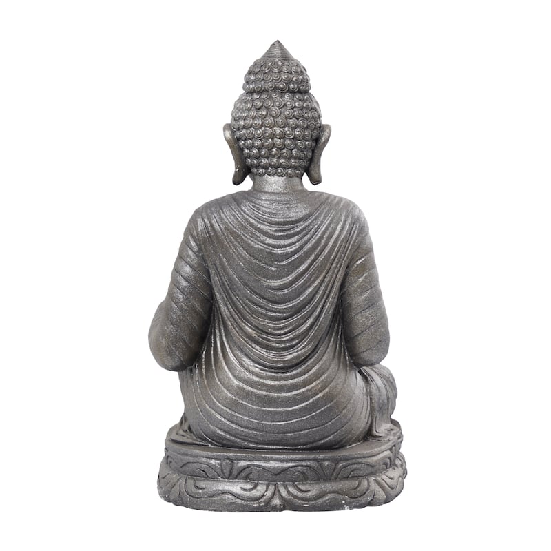 Magnesium Oxide Buddha Indoor Outdoor Meditating Garden Sculpture - Silver - Roche River Decor