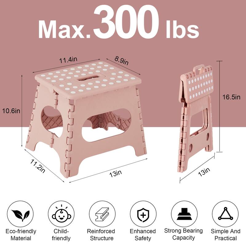 Javlergo 11/13 inch Folding Step Stool, Heavy Duty Plastic Foldable Step Stool for Kids and Adults