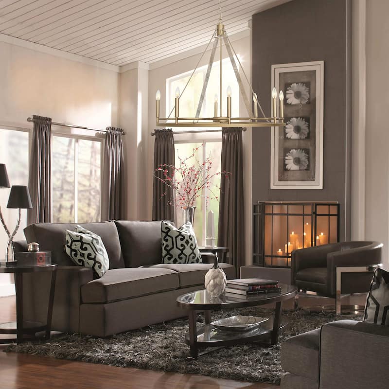Modern 8 - Light Wagon Wheel Candle Style Chandelier - 36.22"x36.22"x31.69"