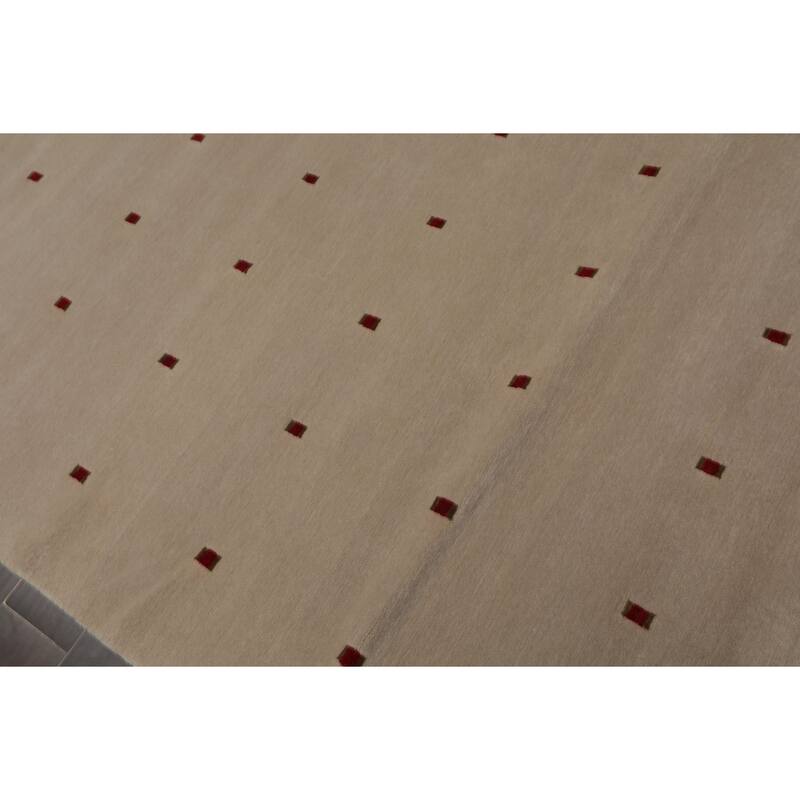 Tibetan Modern & Contemporary 4x5'9'' Hand Knotted Wool & Silk Beige Rug - 4' x 5' 9''