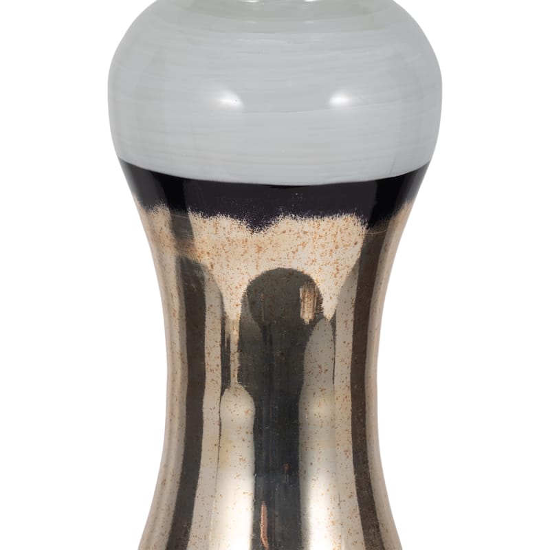 Sagebrook Home Glass White Novelty Striped Candle Holder