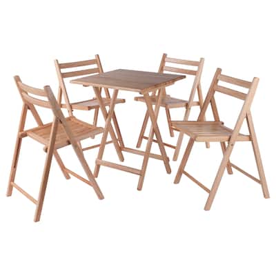 Delaney 5-PC Set, Folding Table and Chairs Natural Finish